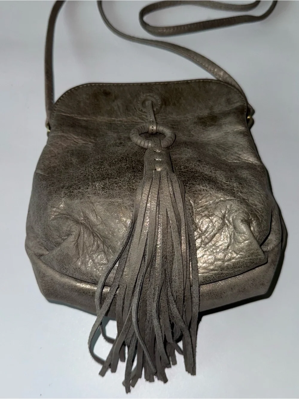 HOBO Birdy Crossbody Purse Tassel (Heavy Metal) 100% Genuine Leather NWOT!